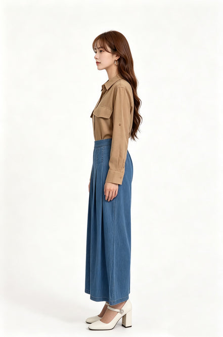 Iseult Pleated Wide-Leg Jeans