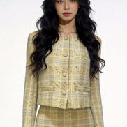 Kaelia Shimmering Canary Tweed Jacket
