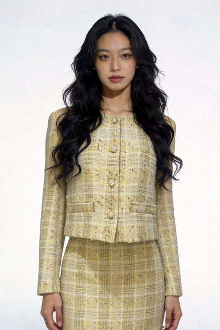 Kaelia Shimmering Canary Tweed Jacket