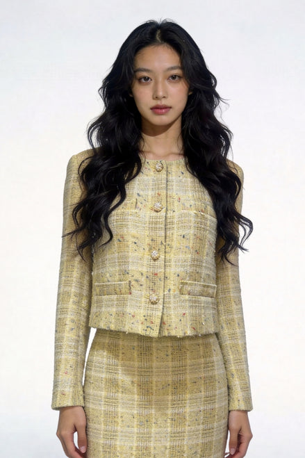 Kaelia Shimmering Canary Tweed Jacket