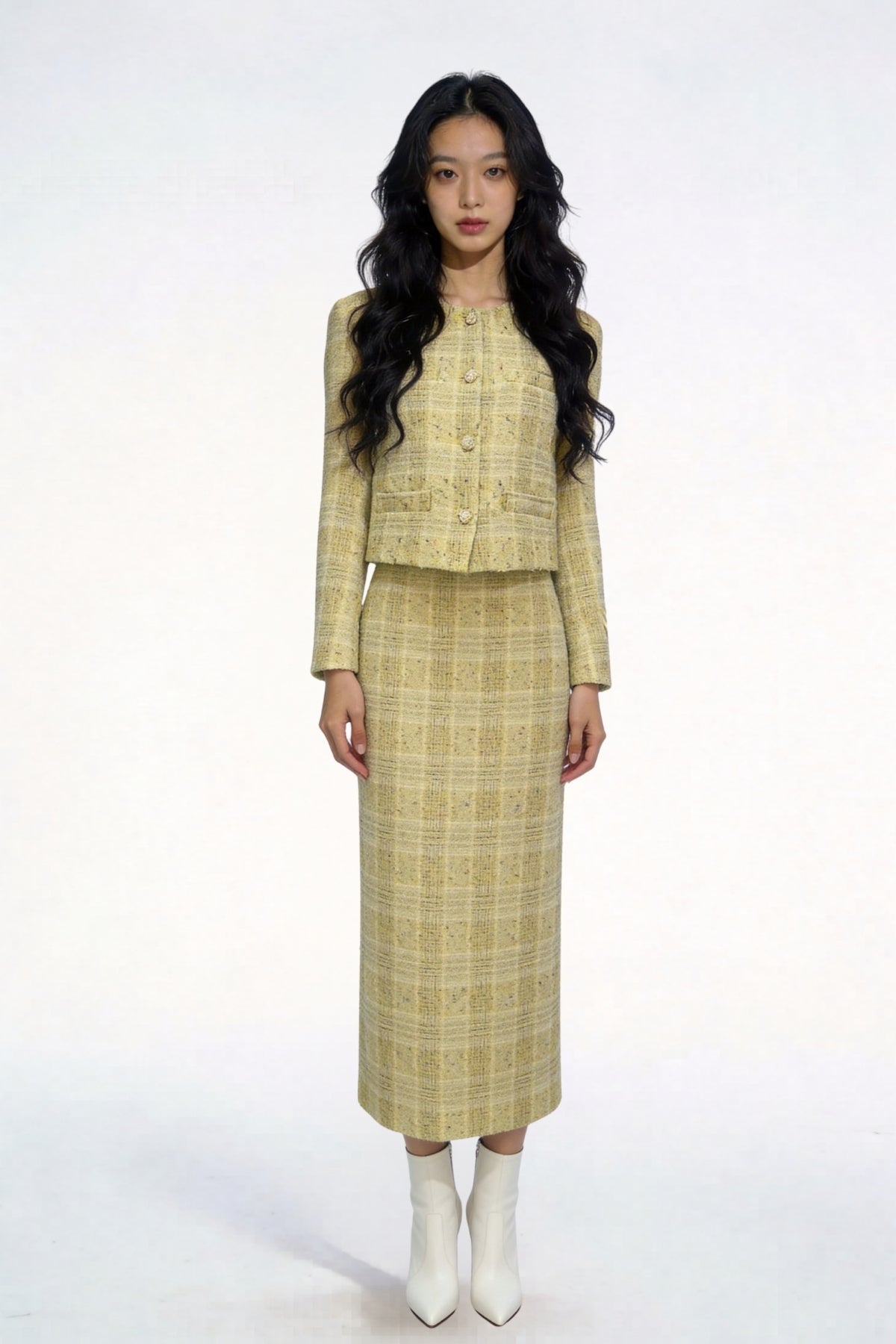 Kaelia Shimmering Canary Tweed Jacket