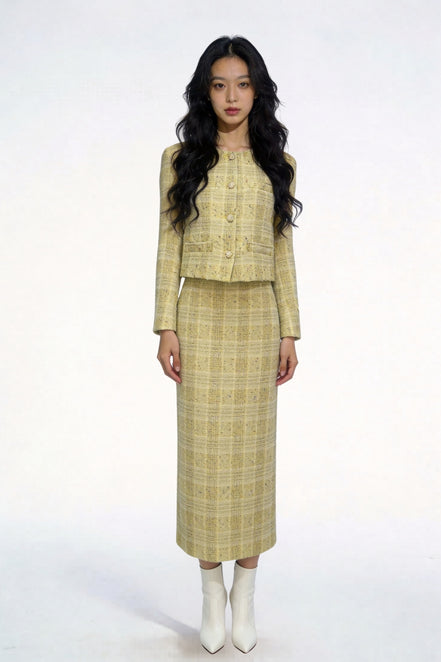 Kaelia Shimmering Canary Tweed Jacket