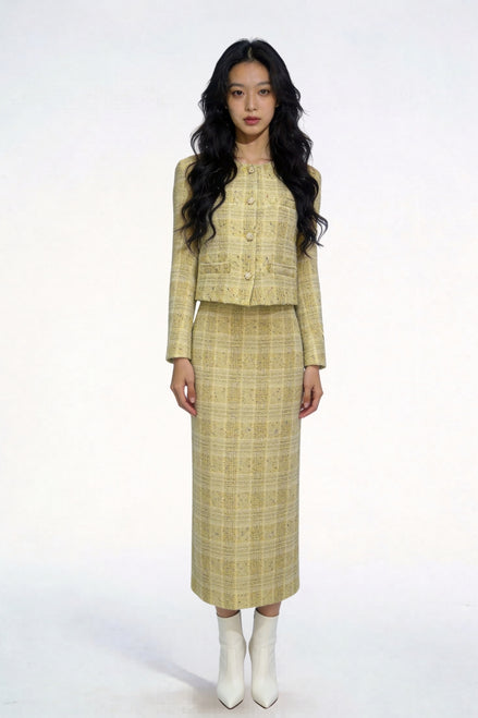 Kaelia Shimmering Canary Tweed Jacket