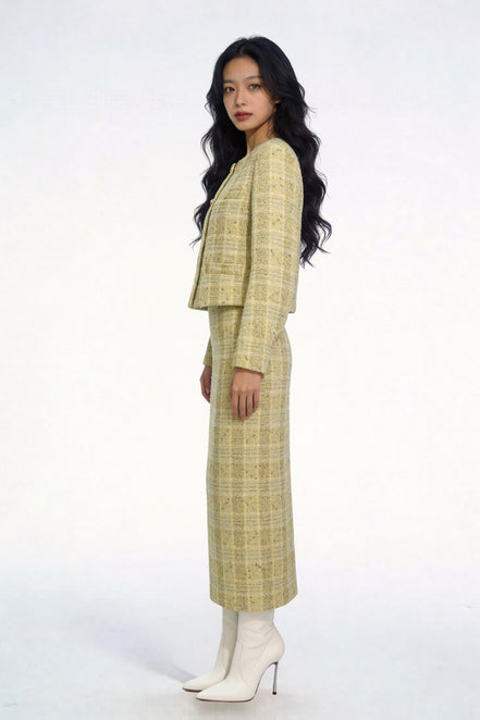 Kaelia Shimmering Canary Tweed Jacket
