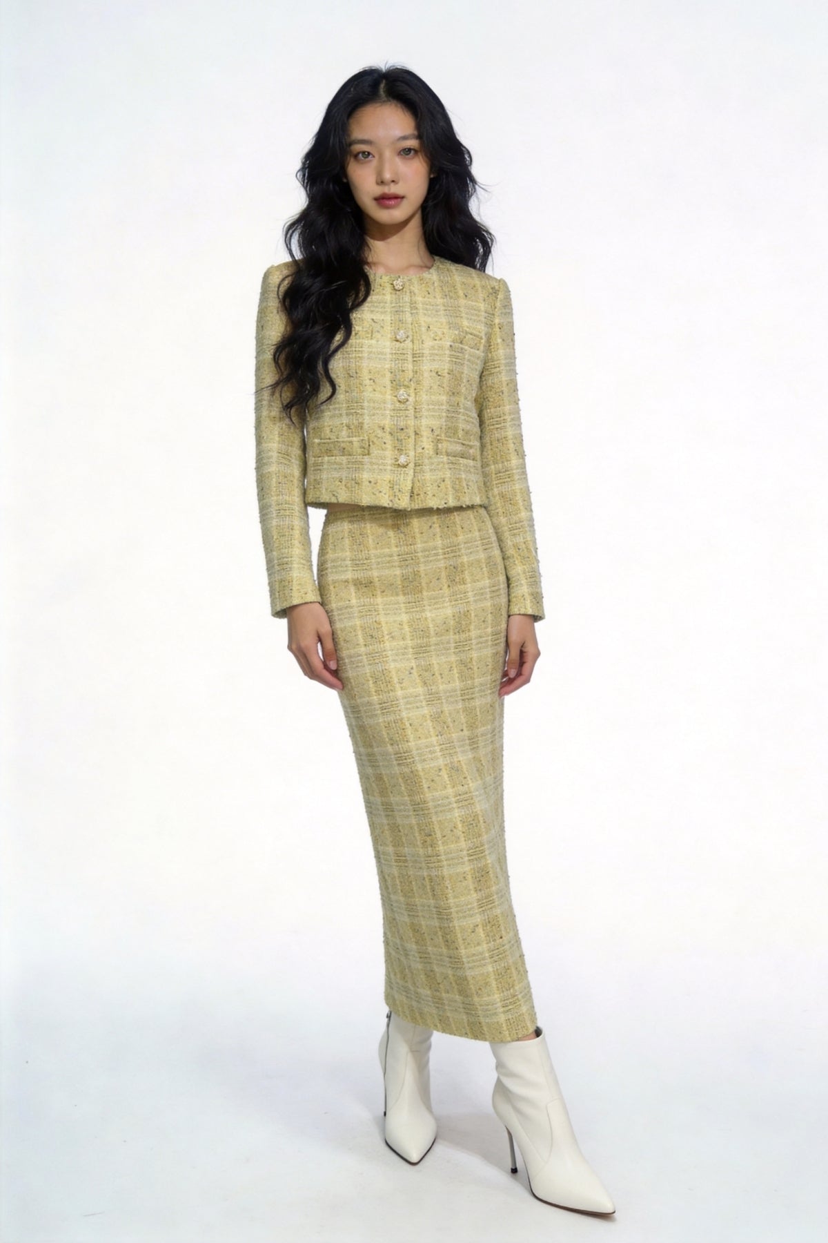 Kaelia Shimmering Canary Tweed Jacket