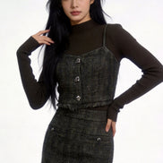 Kaelith Sequin Tweed Layered Knit Camisole Set