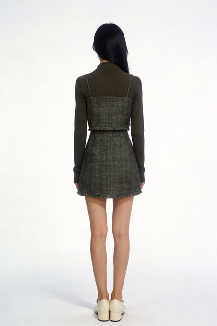 Kaelith Sequin Tweed Layered Knit Camisole Set