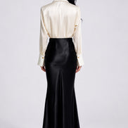 Kallirose Tuxedo Satin Blouse