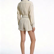 Maelle Three-Piece Set — Camisole, Button Shirt & Pleated Shorts