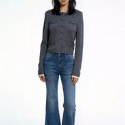 Kaylea Contrast-Trim Knit Cardigan