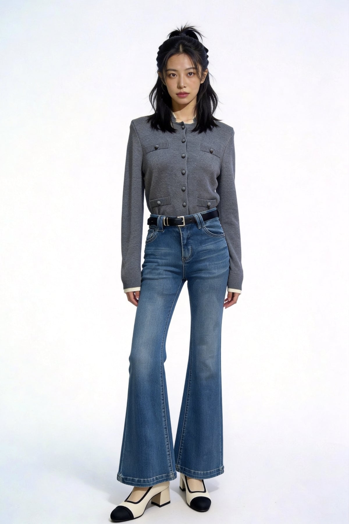 Kaylea Contrast-Trim Knit Cardigan