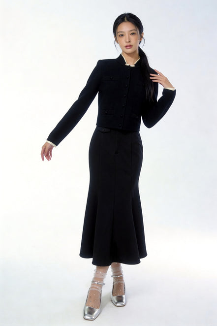 Kaylea Contrast-Trim Knit Cardigan