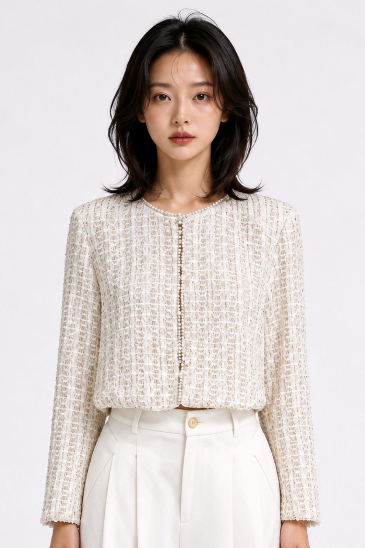 Kestrel Scalloped Cropped Tweed Jacket