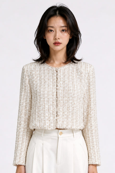 Kestrel Scalloped Cropped Tweed Jacket