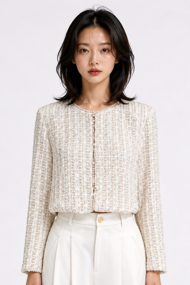 Kestrel Scalloped Cropped Tweed Jacket