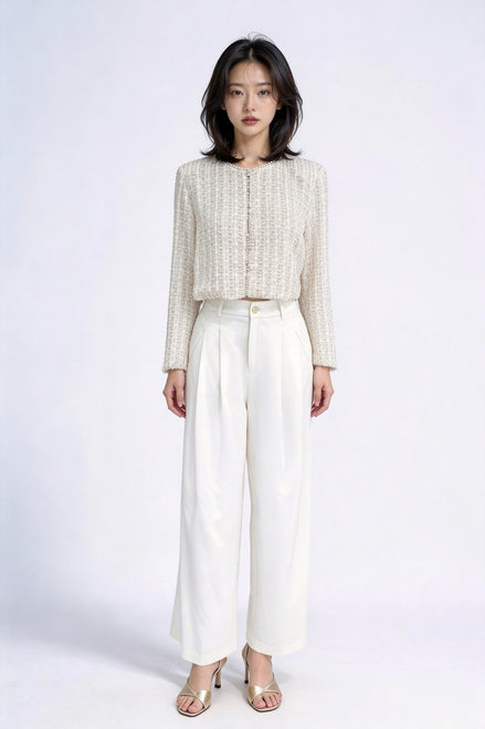 Kestrel Scalloped Cropped Tweed Jacket