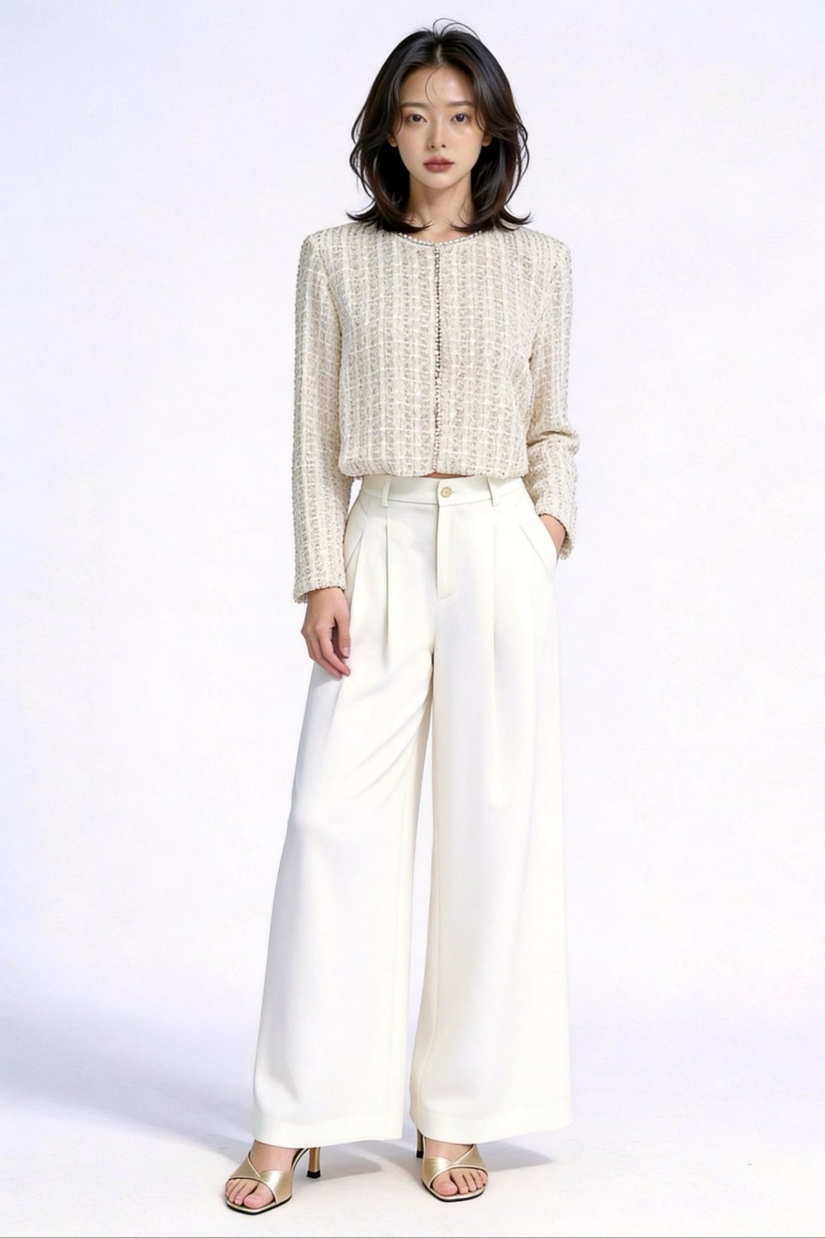 Kestrel Scalloped Cropped Tweed Jacket