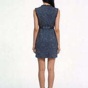 Kira Raw-Edge Tweed Buckle Dress