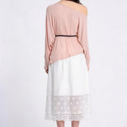Lavinia Belted Asymmetric Mesh Top