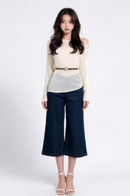 Lavinia Belted Asymmetric Mesh Top