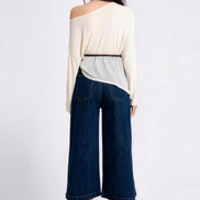 Lavinia Belted Asymmetric Mesh Top
