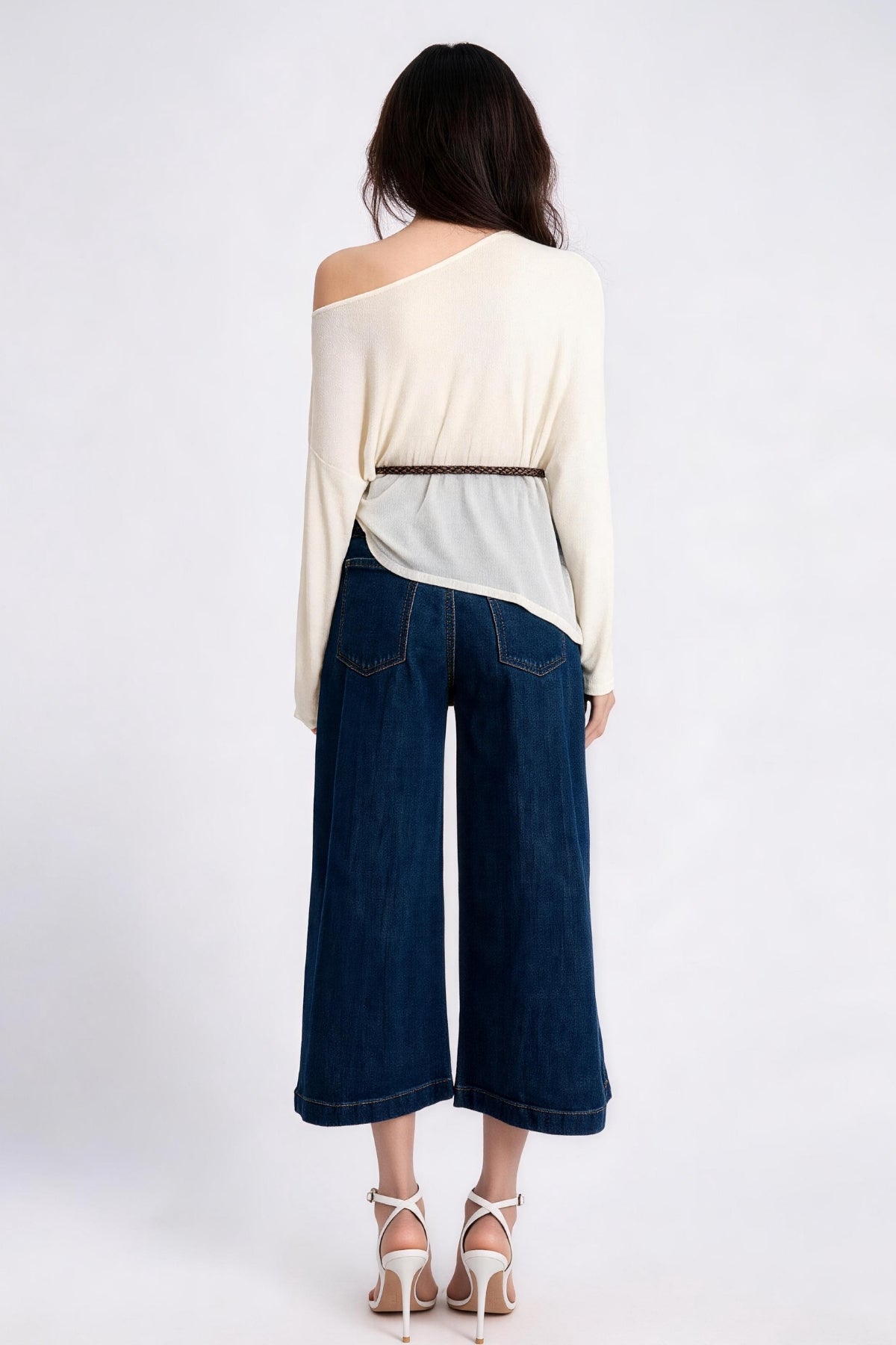 Lavinia Belted Asymmetric Mesh Top