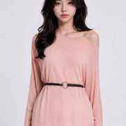 Lavinia Belted Asymmetric Mesh Top