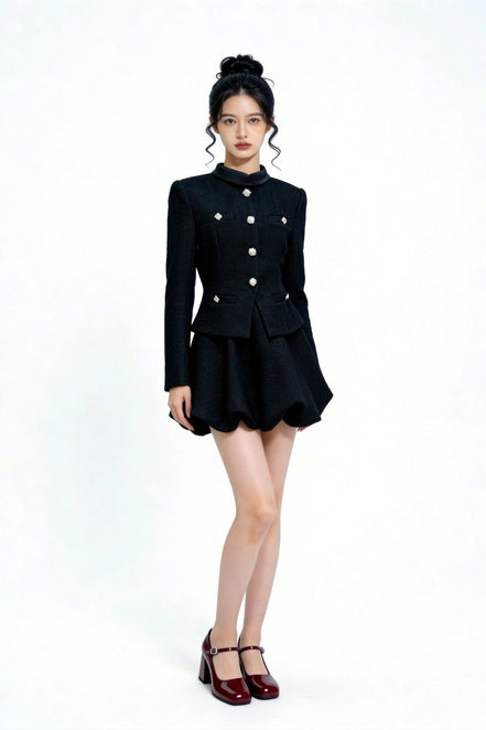 Levana Faux-Layered Tweed Mini Dress