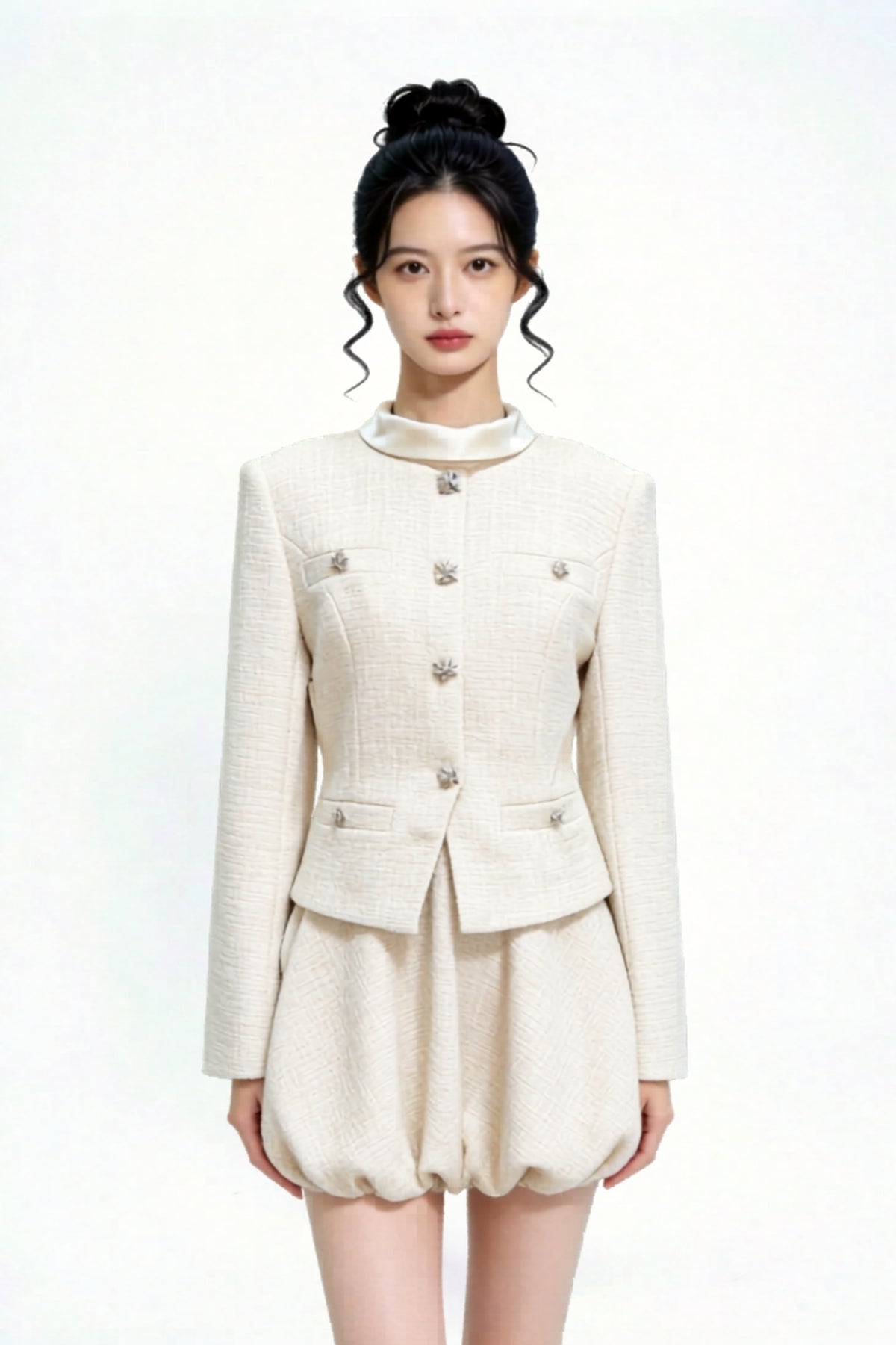 Levana Faux-Layered Tweed Mini Dress