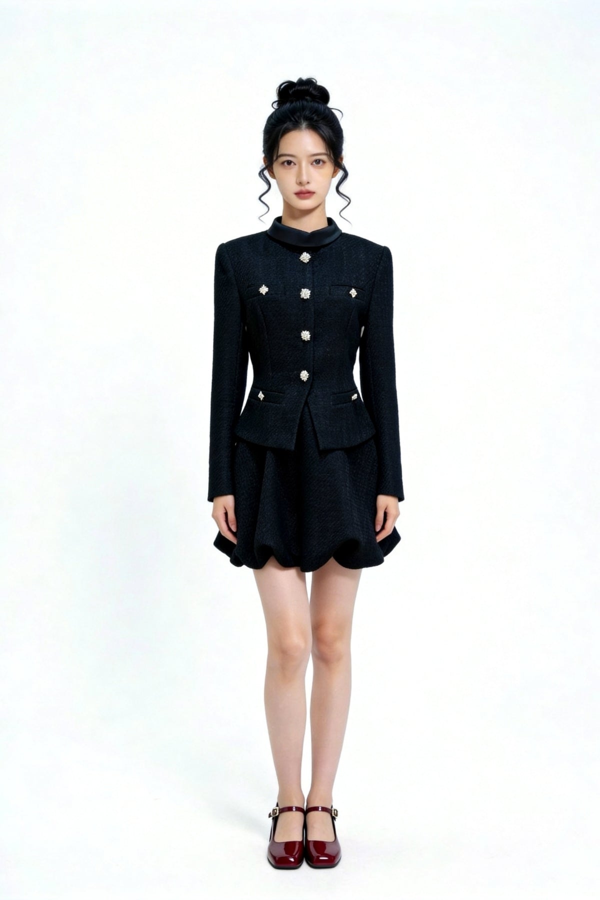 Levana Faux-Layered Tweed Mini Dress