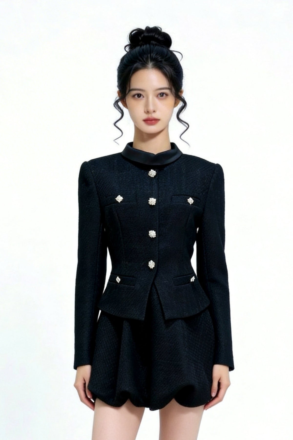 Levana Faux-Layered Tweed Mini Dress