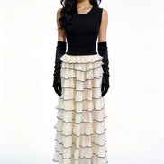 Livia Contrast-Tiered Maxi Dress