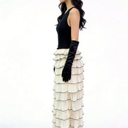 Livia Contrast-Tiered Maxi Dress