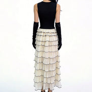 Livia Contrast-Tiered Maxi Dress