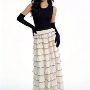 Livia Contrast-Tiered Maxi Dress