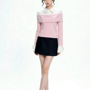 Lucine Faux-Layered Off-Shoulder Knit Top