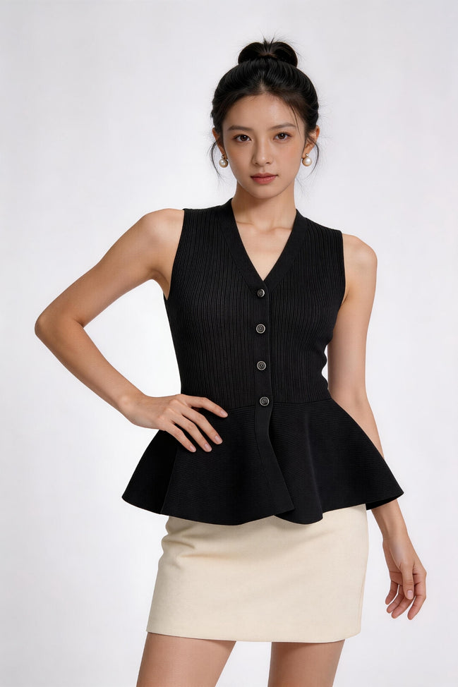 Lunessa Ribbed Peplum Top