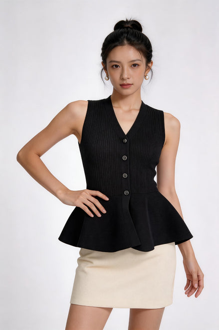 Lunessa Ribbed Peplum Top