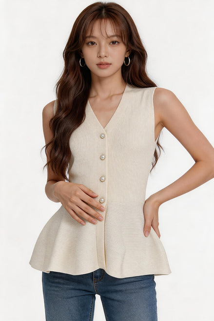 Lunessa Ribbed Peplum Top