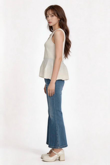 Lunessa Ribbed Peplum Top