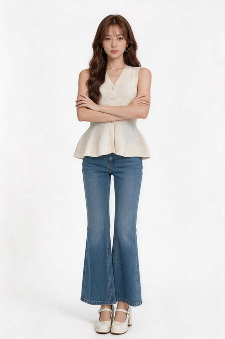 Lunessa Ribbed Peplum Top