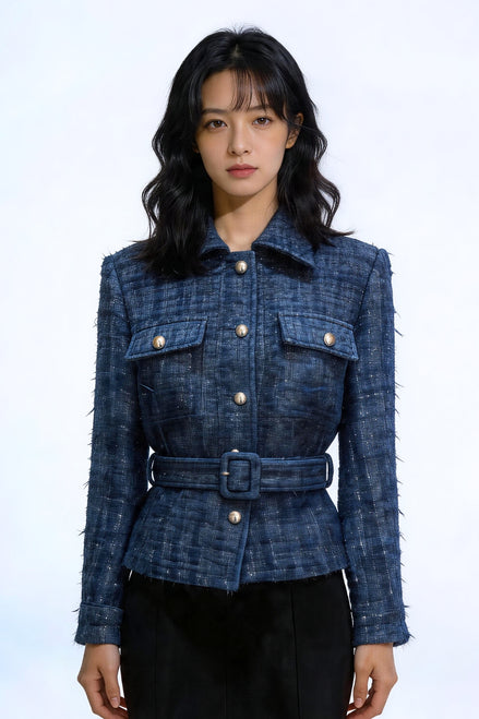 Mael Belted Tweed Safari Jacket
