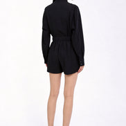 Maelle Three-Piece Set — Camisole, Button Shirt & Pleated Shorts