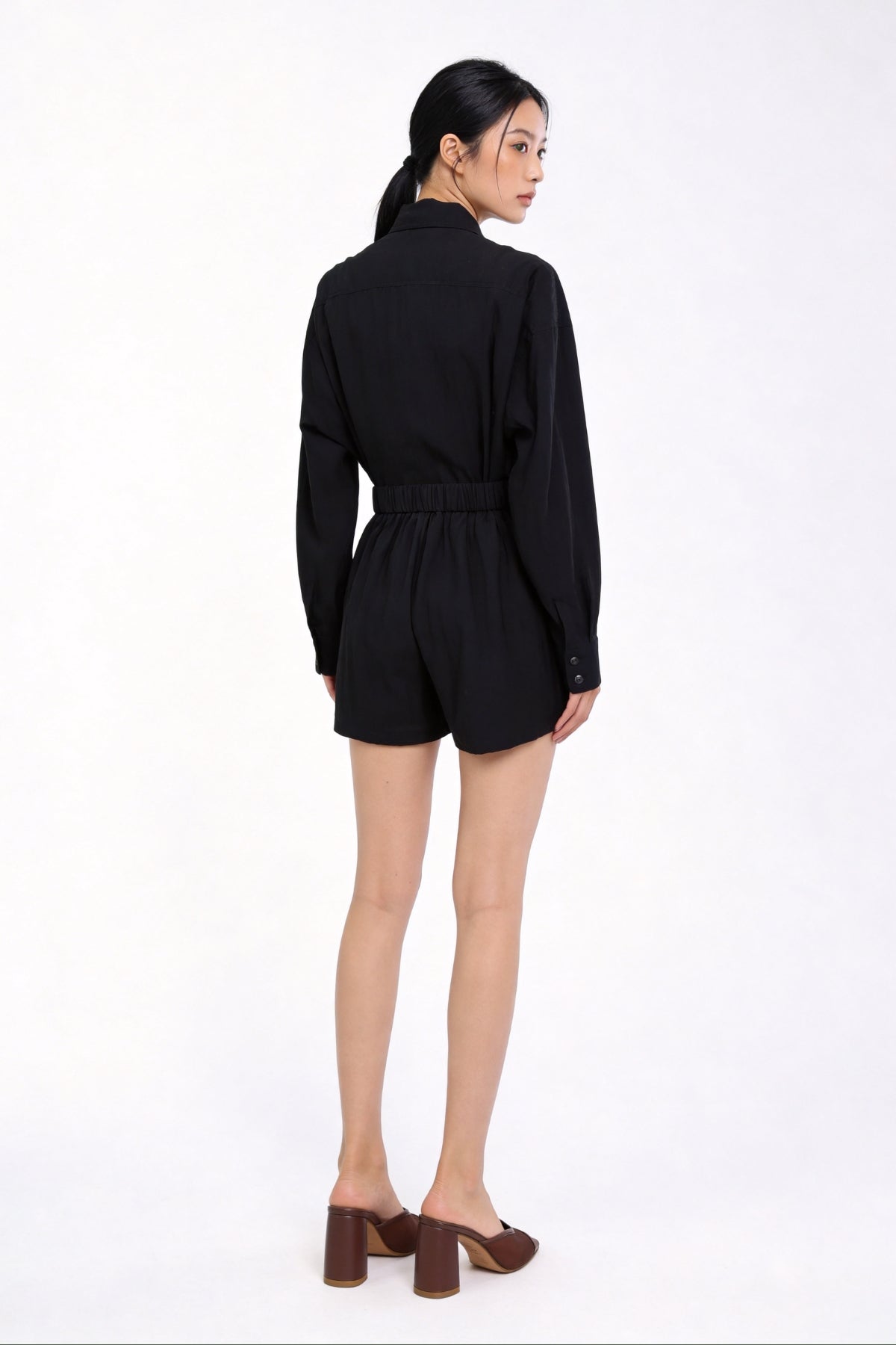 Maelle Three-Piece Set — Camisole, Button Shirt & Pleated Shorts
