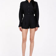 Maelle Three-Piece Set — Camisole, Button Shirt & Pleated Shorts