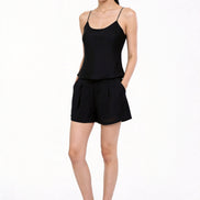 Maelle Three-Piece Set — Camisole, Button Shirt & Pleated Shorts