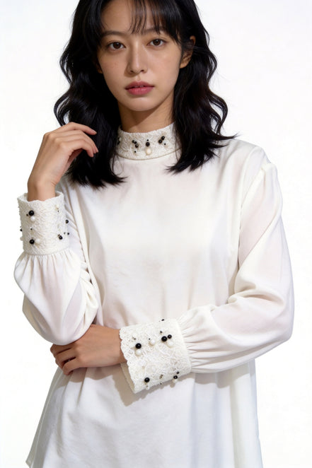 Marshell Beaded-Cuff Shirt