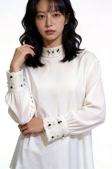 Marshell Beaded-Cuff Shirt