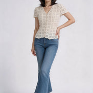 Mirevielle Crochet V-neck Lace Blouse