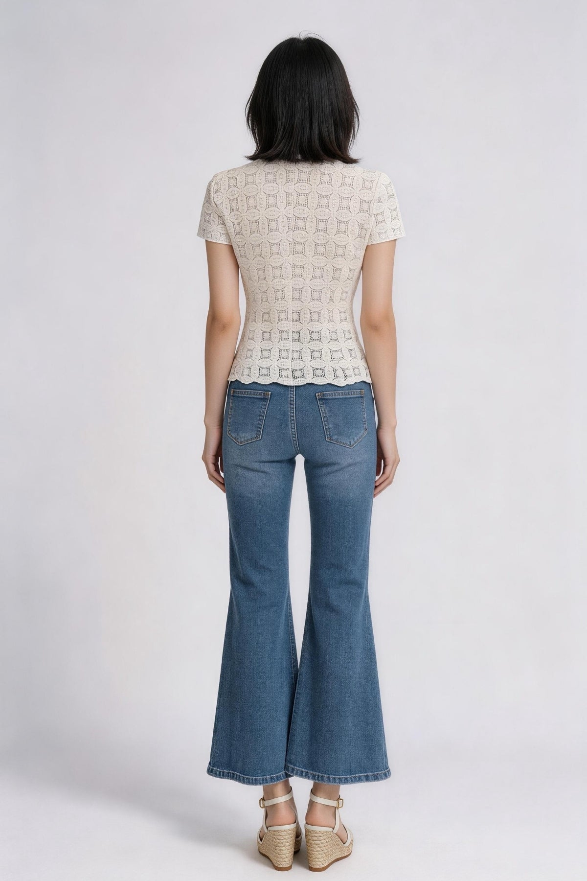 Mirevielle Crochet V-neck Lace Blouse